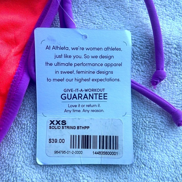 NWT ATHLETA Swim Suit Bottoms Solid String BTHPP Size XXS Lavender - Picture 4 of 4